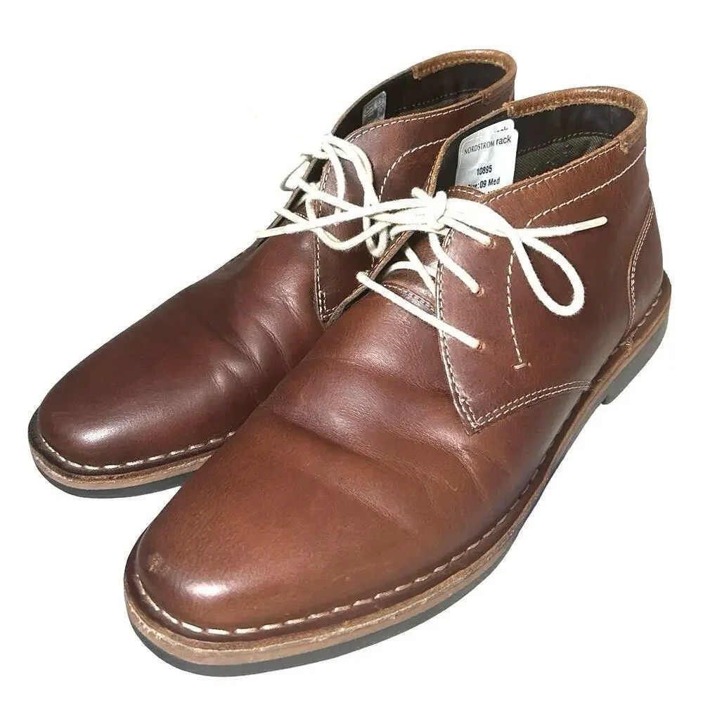 Steve Madden Men’s Hestonn Leather Chukka Boots Cognac Size 9 M
